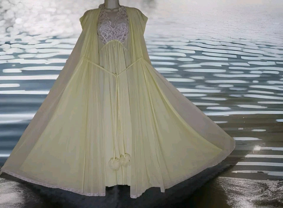 Conjunto de bata Peignoir camisón vintage de gasa de Lucie Ann Beverly Hills L Foto 2 de 4