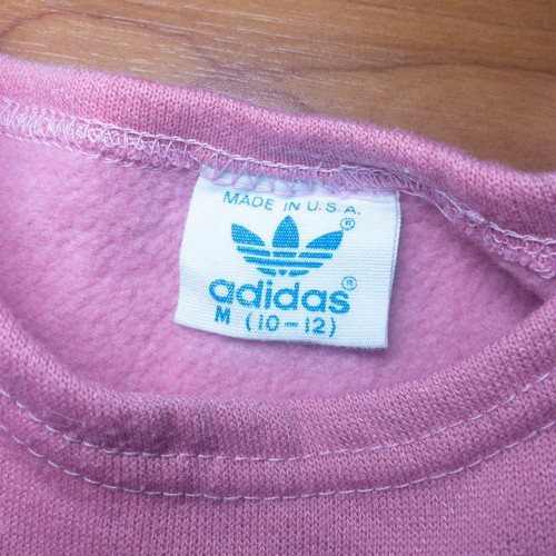 Vintage 80s adidas Pink Short Sleeve Sweatshirt Retro Youth M (10-12) USA - Picture 6 of 6