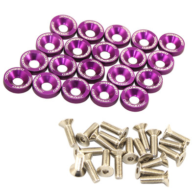 CNC BILLET FENDER ALUMINUM WASHER ENGINE BAY DRESS UP KIT PURPLE JDMSPEED 20PC