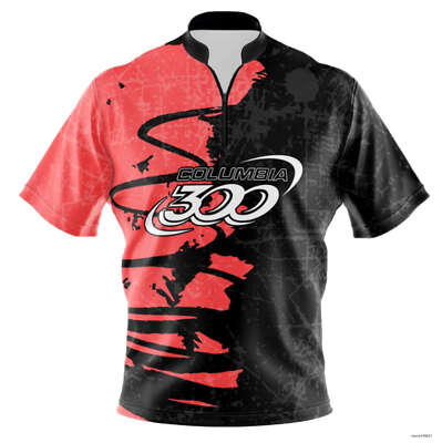 Columbia 300 Mix Two Patches Of Orange And Black Quick Zip Bowling Jersey S/5XL