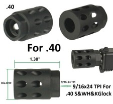 9/16-24 9/16x24 TPI Muzzle Brake Compensator Anodized Black For .40