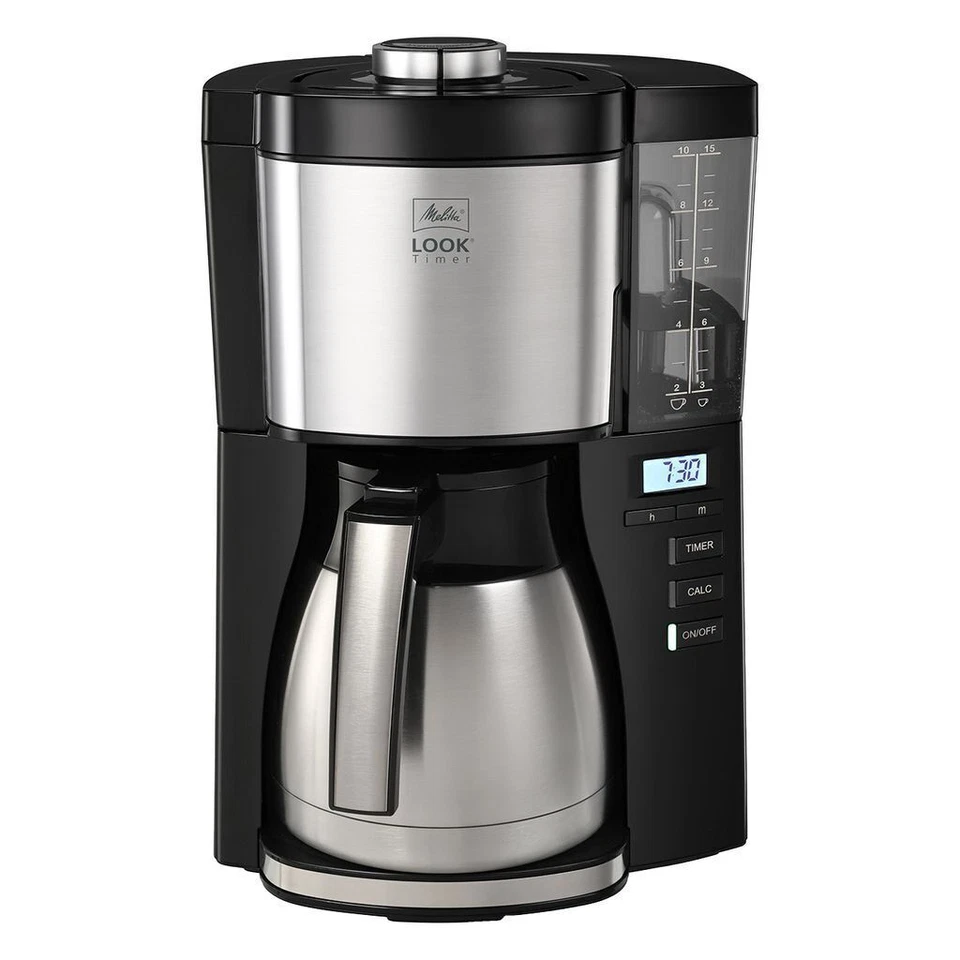 Melitta Look Therm Timer 10 Tassen 1080W Kaffeeautomat mit Thermokanne - Schwarz (1025-18)