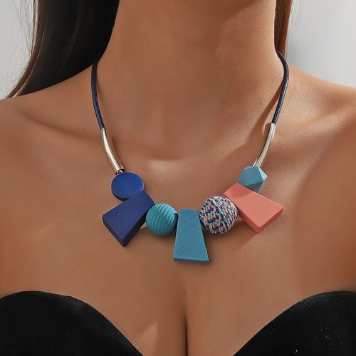 Colorful Simple Geometric Necklace Beads Ethnic Style Necklace Traval