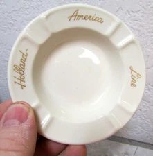 vintage Holland America Line ceramic ashtray, collectible home decor, 4 inches