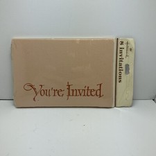 VTG Hallmark Party Invitations Elegant Script 8 Cards & Envelopes Made In USA