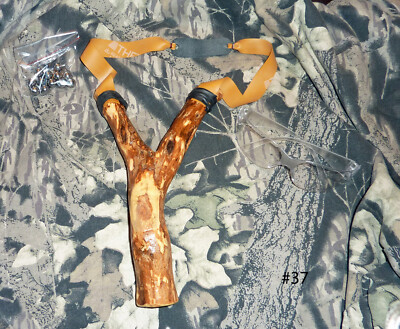 Hand-crafted wooden slingshot catapult. Honeysuckle. Signed. With 3M glasses!