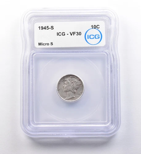 1945-S Mercury Dime Micro S VF30 ICG *9718