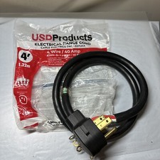Range Oven Electric Power Cord 4 Prong Wire 40 Amp 4' Foot Heavy Duty