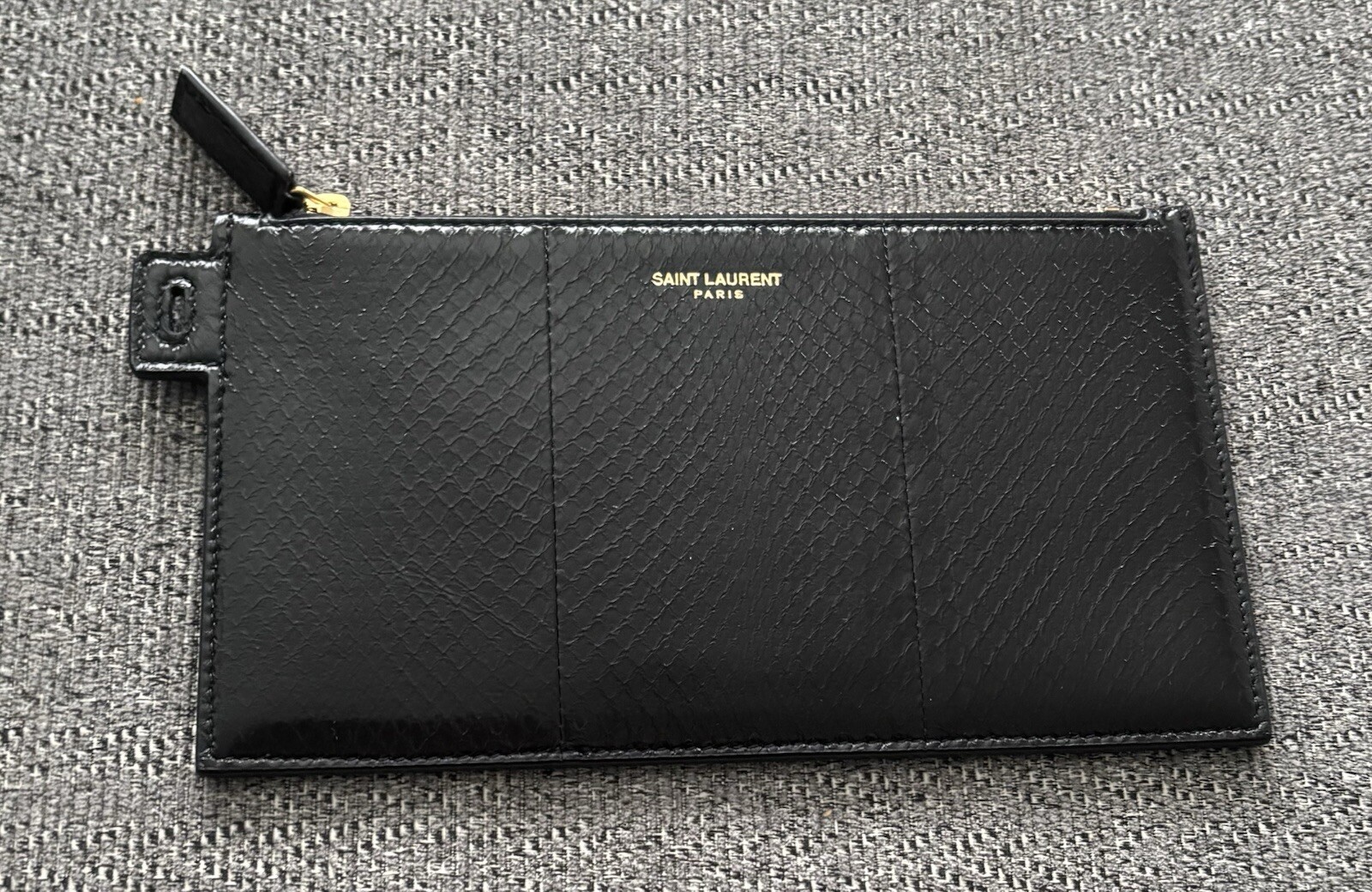 Pochette pochette pochette YSL Yves Saint Laurent nera in pelle di serpente con scatola e borsa