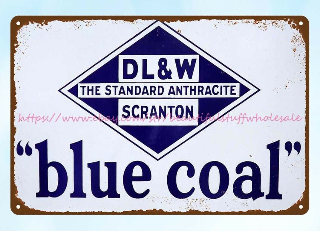 Vintage Anthracite Blue Coal Metal Tin Sign for Home Decor