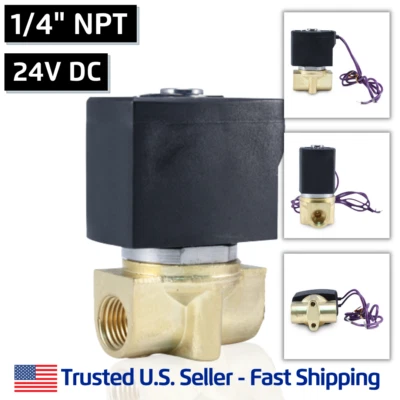 ELECTRIC SOLENOID VALVES 1/4" 24V DC Electric Brass Solenoid Valve Water Air 24 Volt VDC - FREE SHIPPING
