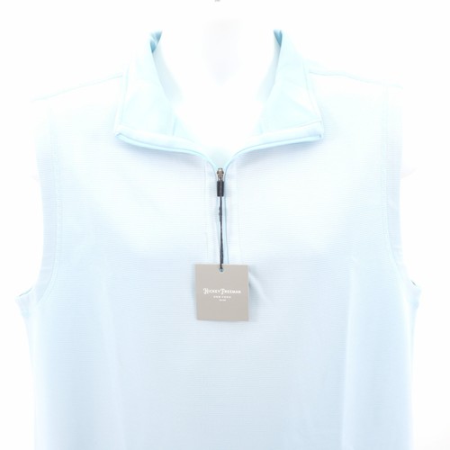 Hickey Freeman, NEW Hickey Freeman New York Medium Blue Sleeveless Polo Top Collared Polyester E