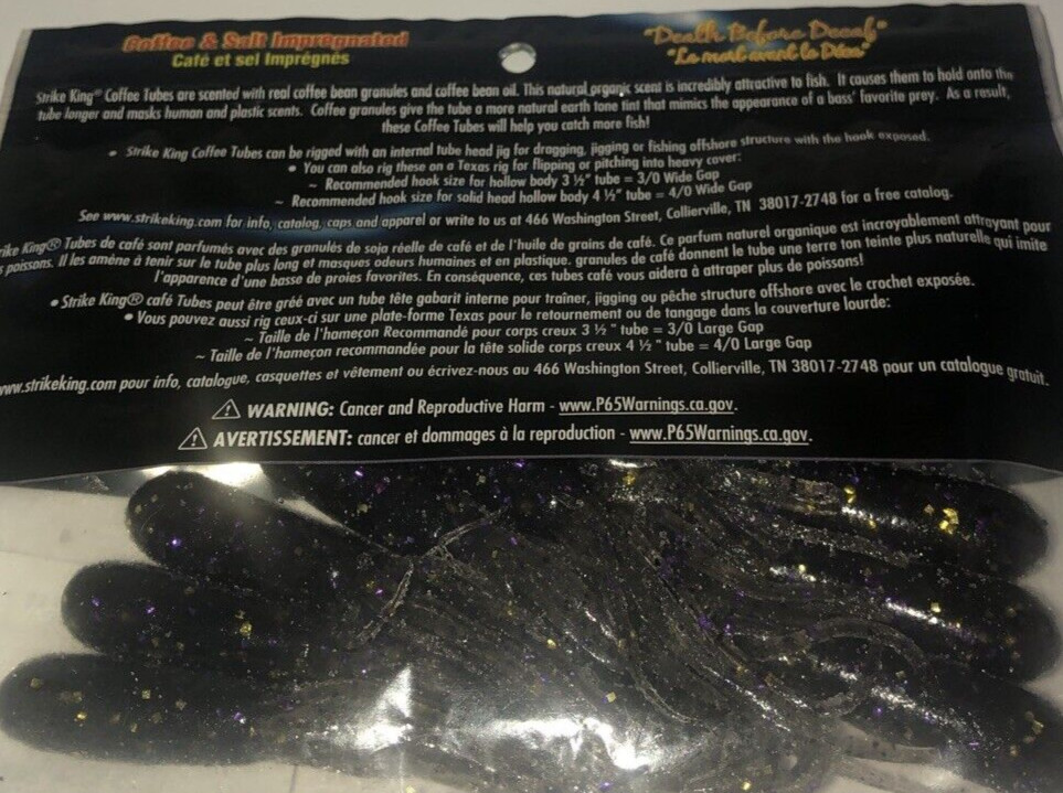 Strike King CT2.75-278 Soft Plastic 2.75 Inch FAT Coffee TUBE-1ea 9pk-NEW-SHIP24 - Image 7