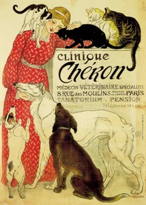 Vintage Metal Sign Cats Dogs French Vetinary Cheron Picture Wall Plaque Ebay