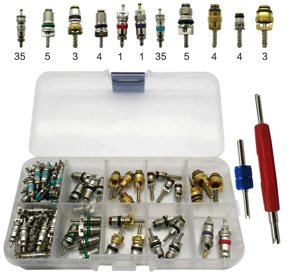 102Pcs Car Air Conditioning Valve Core Accessories Kit Assortment R12 R134a - Image 4 of 4