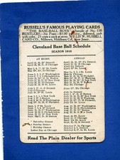 1910 Cleveland Base Ball Schedule Player on front Russells Plain Dealer News