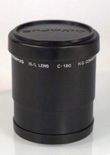 Olympus IS/L Lens C-180 H.Q. Converter Telephoto Lens Japan w Caps NJL030029