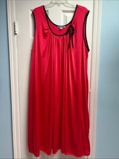 Vintage Only Necessities Red Sleeveless Nylon Silky Nightgown Women's Size 3X