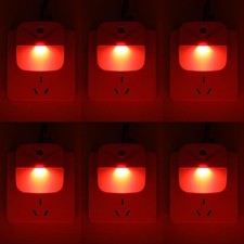 6 Pack LED Red Night Lights Plug into Wall, Dusk to Dawn Sensor Automatic on and