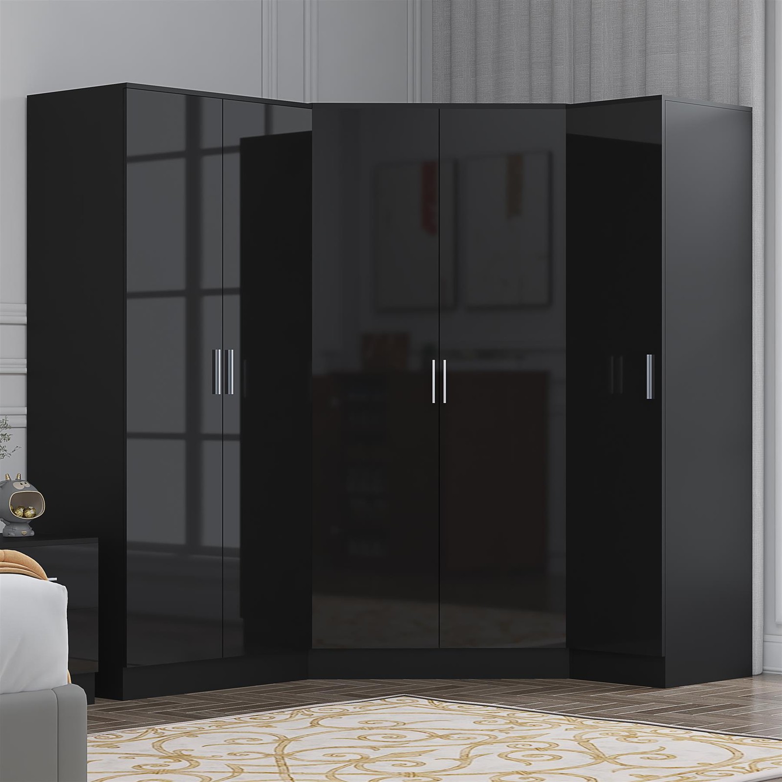 Reflect Bundle: 2 Door Corner + 2 Door Plain + 1 Door Plain - Black/Black - Black Gloss / Matt Black - Image 4