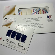 Color Street Nail Polish Strips Lot Cool Beans In Blue Time Accent