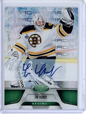 2011-12 Panini Certified Tim Thomas 96 Mirror Emerald Auto 2/5 Boston Bruins