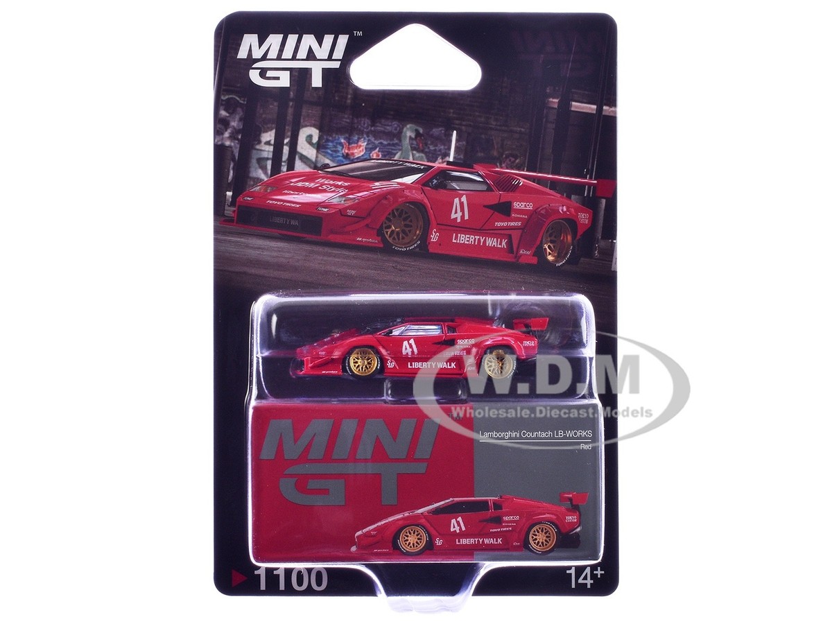 LAMBORGHINI COUNTACH LB-WORKS #41 RED 1/64 DIECAST MODEL BY MINI