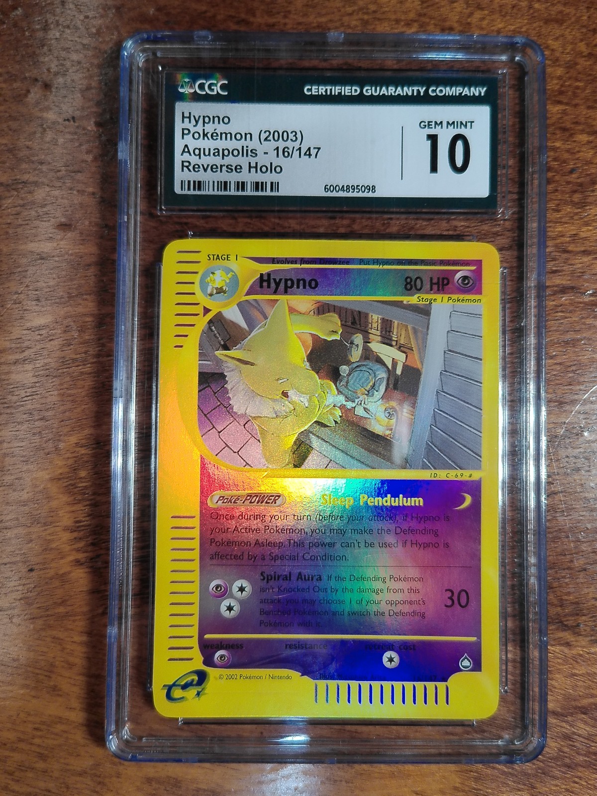 CGC 10 Hypno Reverse Holo 16/147 Aquapolis 2003 English Pokemon Card
