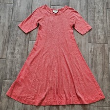 Ganni Coral Pink Jersey Knit Threaded Trails Swing Dress Size S Cotton Scandi