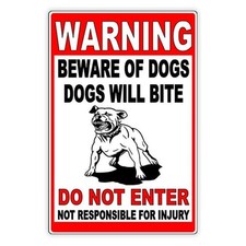 Beware Of Dogs Will Bite Do Not Enter Sign Decal Security Beware Attack BD027