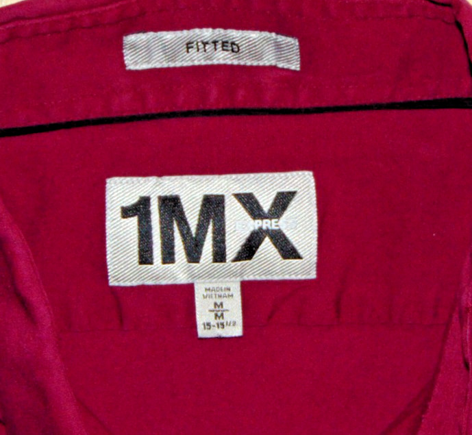 Express 1MX Fitted Deep Red Button Down Men's Shi… - image 6