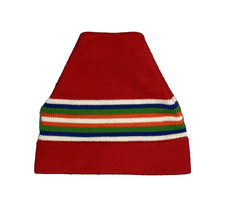 Vtg Wigwam Mills Winter Ski Cap Hat Beanie Red Striped Wool
