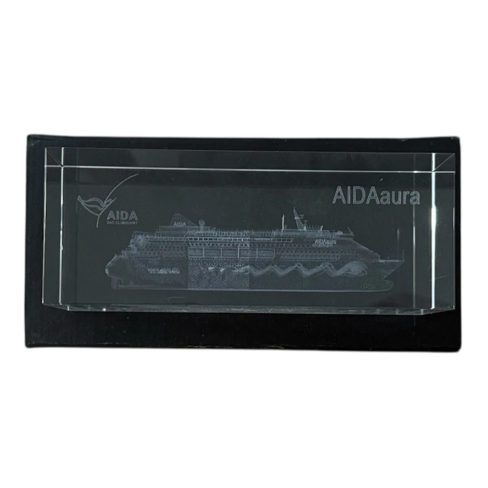 AIDAaura Mega Kreuzfahrtschiff Schiffsmodell Modell Glasblock AIDA AURA