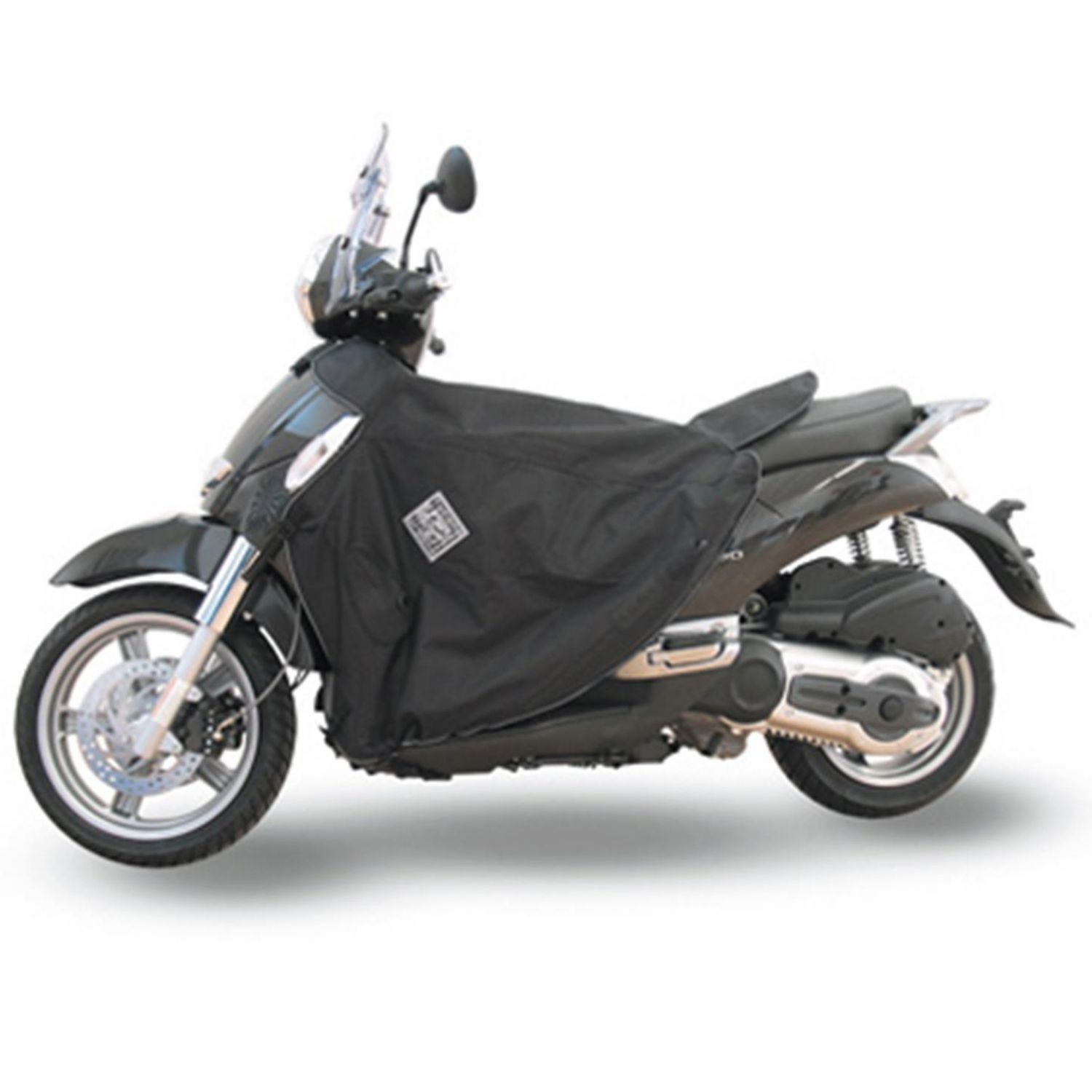 Tablier couvre-jambe Tucano Urbano noir pour scooter Aprilia Scarabeo 250 à 500cc