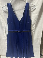Simply Vera Wang Blue Fit Flare Dress Belt Sleeveless Women’s Size 8