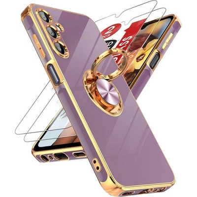 For Samsung Galaxy A15 5G Case w/ Plating Rose Gold Edge Cover & Tempered Glass