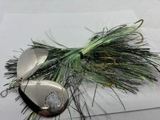10” Musky Mayhem Double Cowgirl Nickel Green Black Bucktail Spinner Musky Lure
