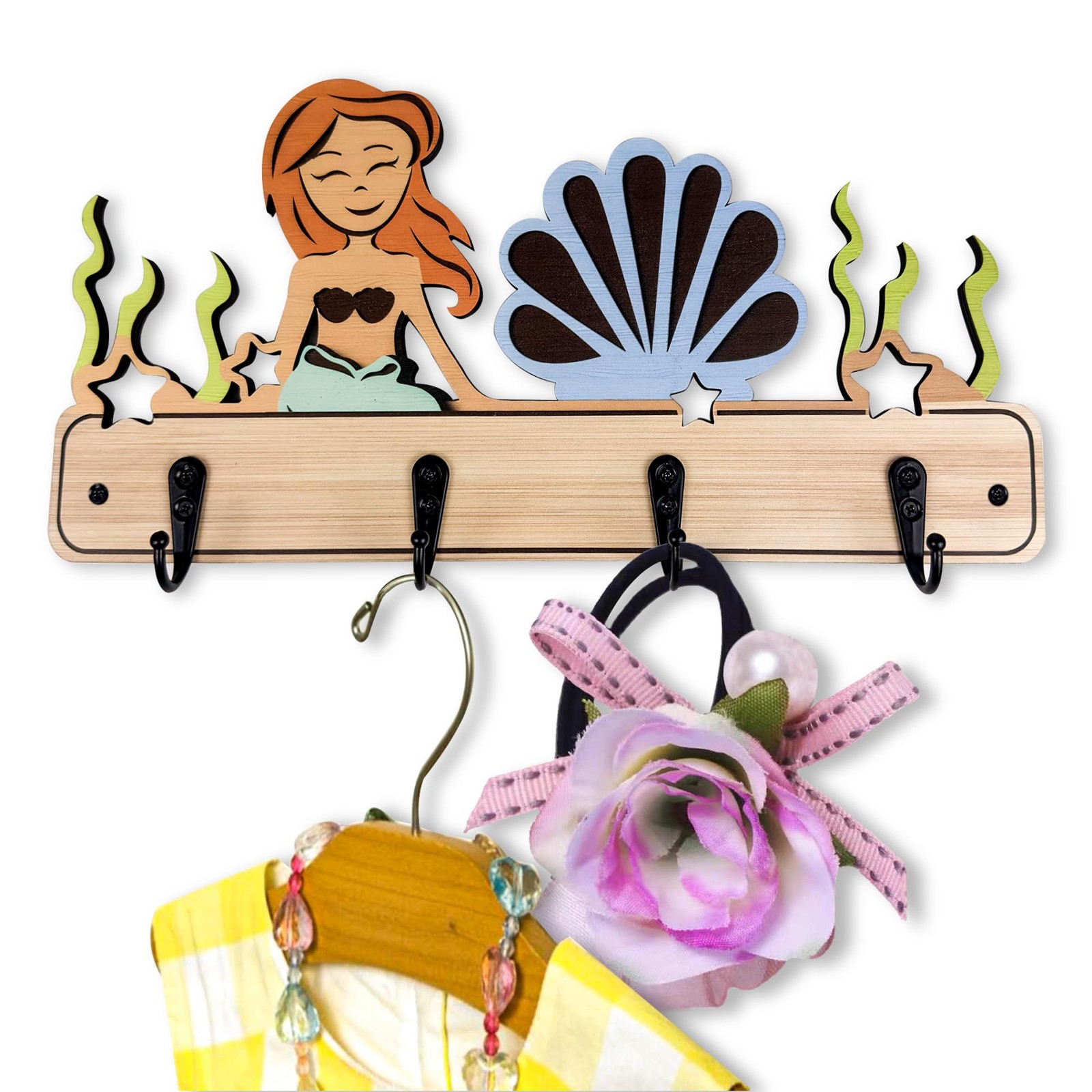 Coat Rack Colorful Wall Hooks Mount Wood Hook