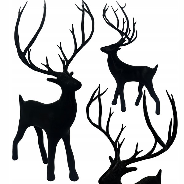 Hirsch Rentier Figur Weihnachten Weihnachtsdeko Dekofigur Geschenk Schwarz-image