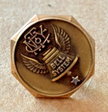 VINTAGE 10K gold pin BELL SYSTEM NEW YORK TELEPHONE service award