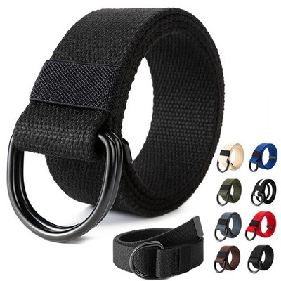 Damen Herren Gürtel Canvas Doppel-D-Ring Taillengürtel Stoff Gurtband Gürtel 