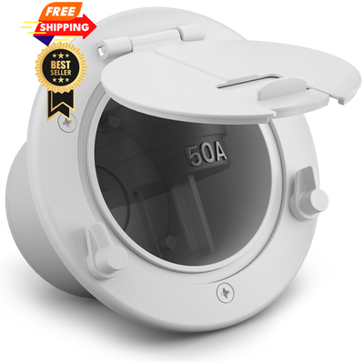 #ad #ad Safoner Aluminum RV For 3.5quot; Wall Opening Fits 30A amp; 50A Plugs White $44.98