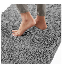 GORILLA GRIP Bath Rug Mat, Thick Soft Absorbent Chenille, 24" x 17", Grey
