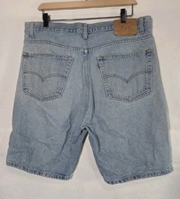 Levi's 505 Denim Shorts Mens 38 Light Wash Vintage Jorts 90s Distressed Dad