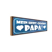 Holzschild 10X27 Cm Mein Herz GehöRt Papa MäNner Frauen Deko Geschenk Holz Schil