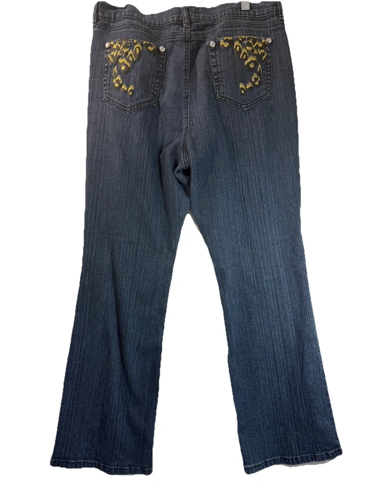 ~ Размер 16P ~ JEANSTAR первоклассный джинсовой ткани женщин темно-синий джинсы прямой стирки эластичной - Изображение 2 из 4