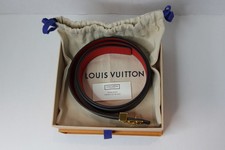 Louis Vuitton LV Initiales 30mm Reversible Belt Monogram/Red 85 Gold Buckle