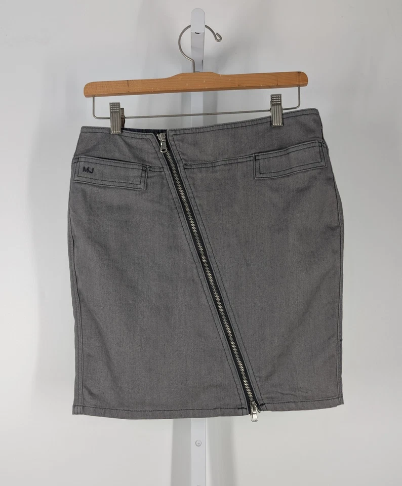 Marc Jacobs Vintage Y2K Gris Denim Asimétrico Cremallera Punk Mini MJ Logo Rock Star Foto 3 de 4