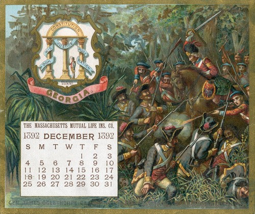 1892 Calendar Page Georgia General James Oglethorpes Battle at Bloody Marsh WOW