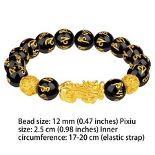 Feng Shui Black Obsidian Beads Bracelet Attract Wealth Good Luck